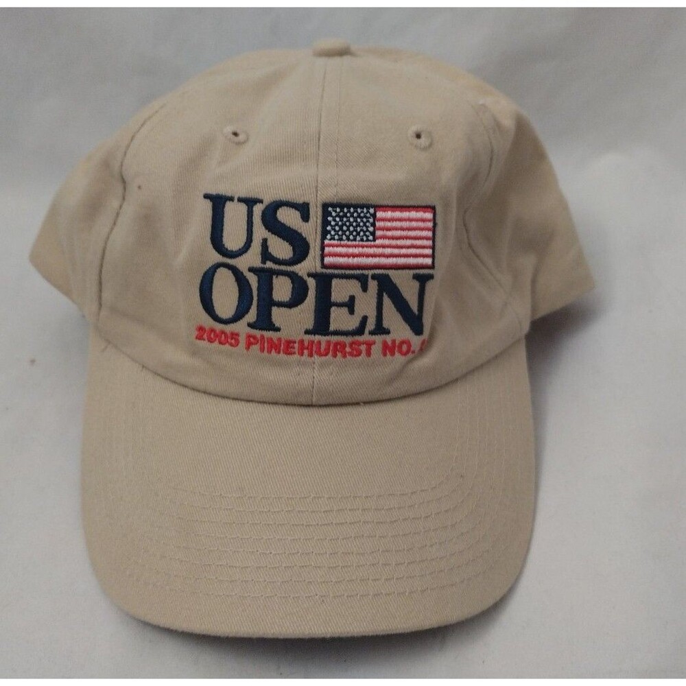 VINTAGE 2005 Pinehurst US Open Beige Hat/Cap-Strap Back One Size-Official USGA